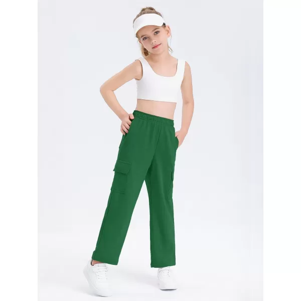 Girls Kids Cargo Sweatpants Wide Straight Leg Jogger Pants 5-14 years