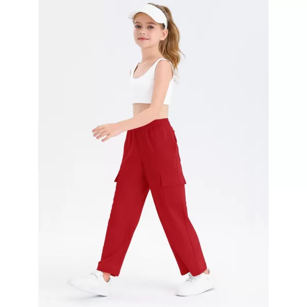 Girls Kids Cargo Sweatpants Wide Straight Leg Jogger Pants 5-14 years