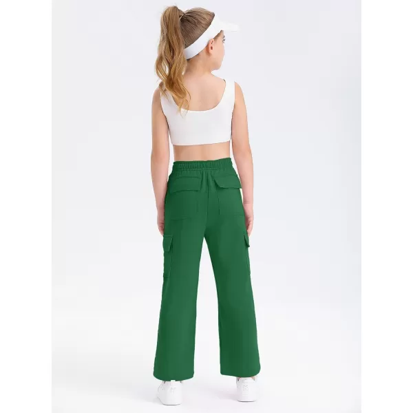 Girls Kids Cargo Sweatpants Wide Straight Leg Jogger Pants 5-14 years