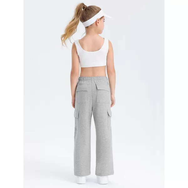Girls Kids Cargo Sweatpants Wide Straight Leg Jogger Pants 5-14 years