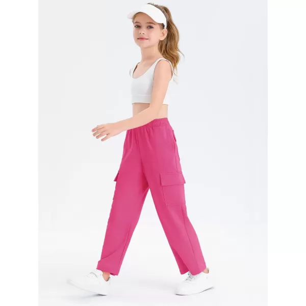 Girls Kids Cargo Sweatpants Wide Straight Leg Jogger Pants 5-14 years