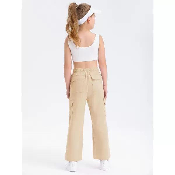 Girls Kids Cargo Sweatpants Wide Straight Leg Jogger Pants 5-14 years