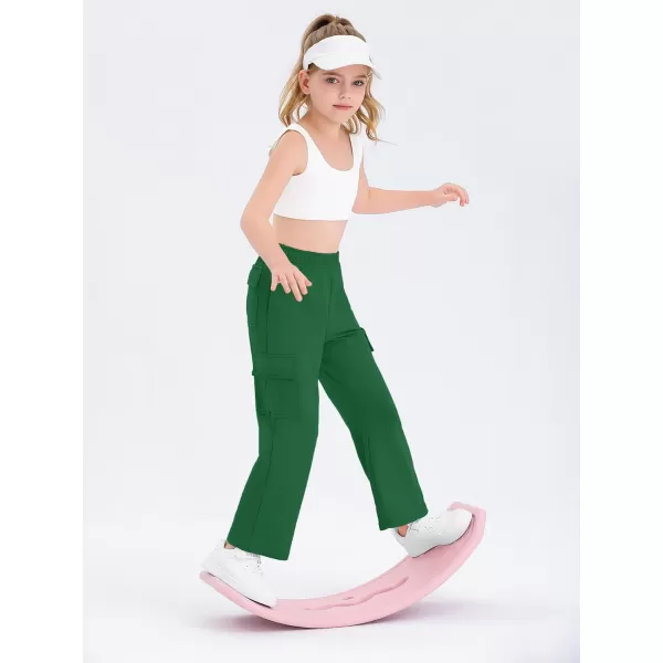 Girls Kids Cargo Sweatpants Wide Straight Leg Jogger Pants 5-14 years