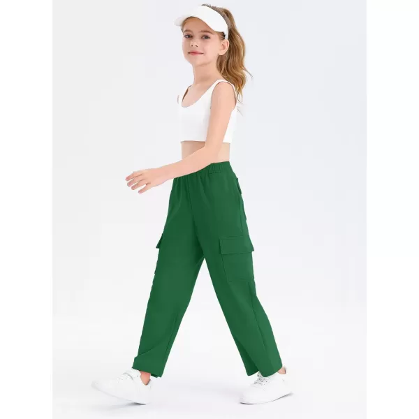 Girls Kids Cargo Sweatpants Wide Straight Leg Jogger Pants 5-14 years