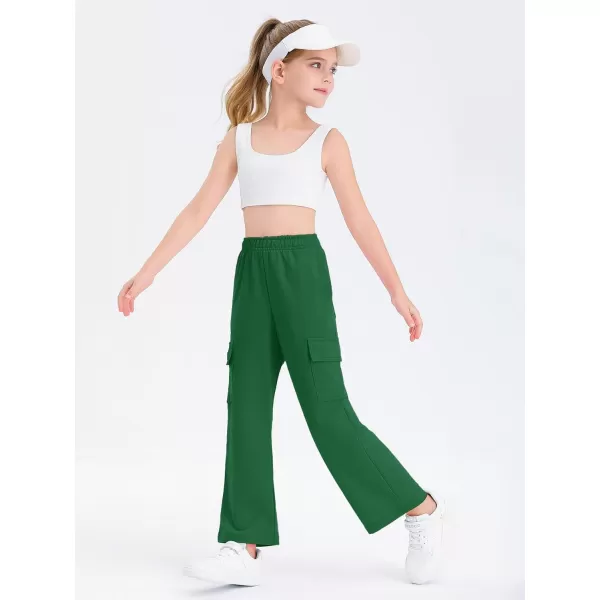 Girls Kids Cargo Sweatpants Wide Straight Leg Jogger Pants 5-14 years