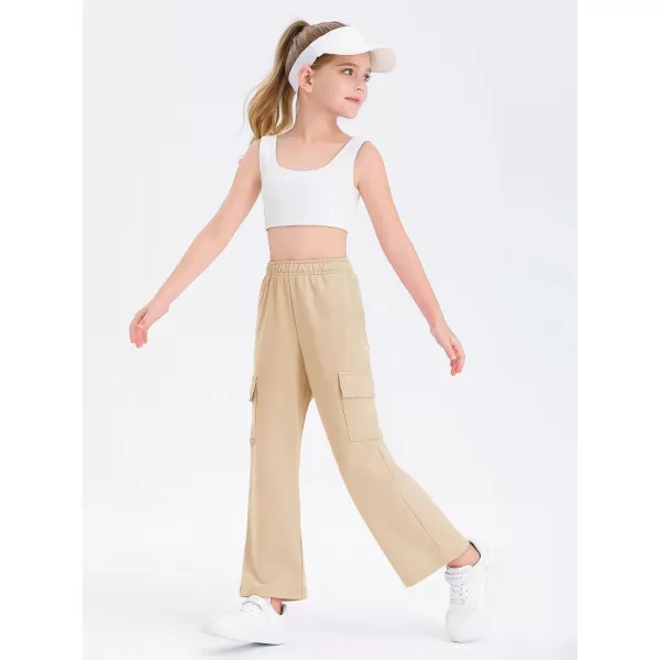 Girls Kids Cargo Sweatpants Wide Straight Leg Jogger Pants 5-14 years