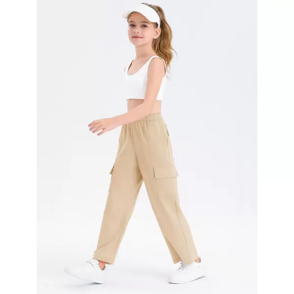 Girls Kids Cargo Sweatpants Wide Straight Leg Jogger Pants 5-14 years