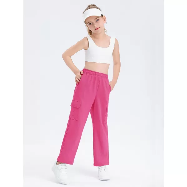 Girls Kids Cargo Sweatpants Wide Straight Leg Jogger Pants 5-14 years