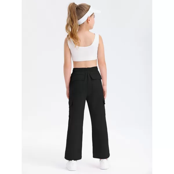 Girls Kids Cargo Sweatpants Wide Straight Leg Jogger Pants 5-14 years