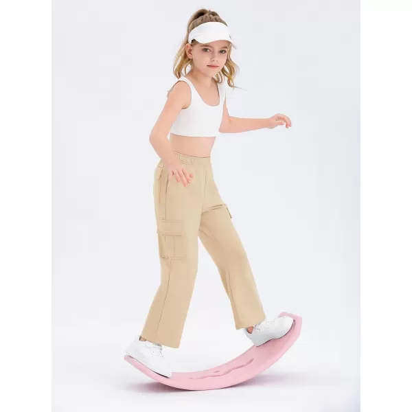 Girls Kids Cargo Sweatpants Wide Straight Leg Jogger Pants 5-14 years