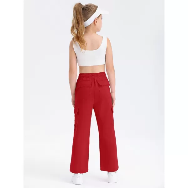 Girls Kids Cargo Sweatpants Wide Straight Leg Jogger Pants 5-14 years