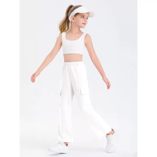 Girls Kids Cargo Sweatpants Wide Straight Leg Jogger Pants 5-14 years