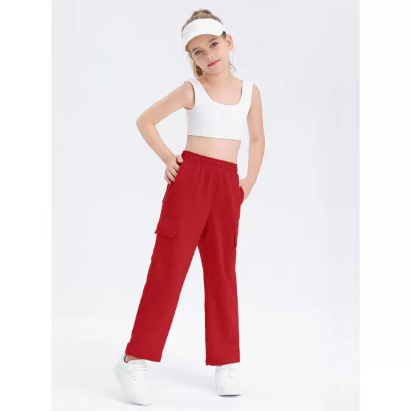 Girls Kids Cargo Sweatpants Wide Straight Leg Jogger Pants 5-14 years