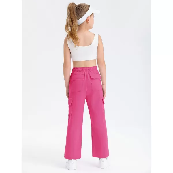 Girls Kids Cargo Sweatpants Wide Straight Leg Jogger Pants 5-14 years