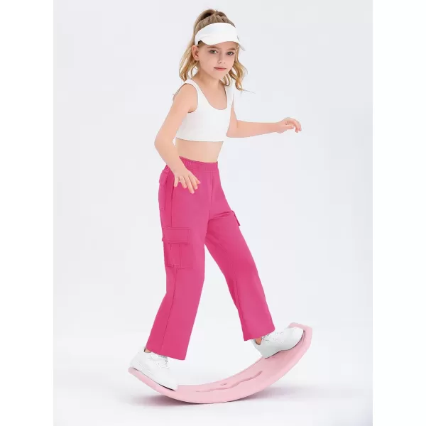 Girls Kids Cargo Sweatpants Wide Straight Leg Jogger Pants 5-14 years