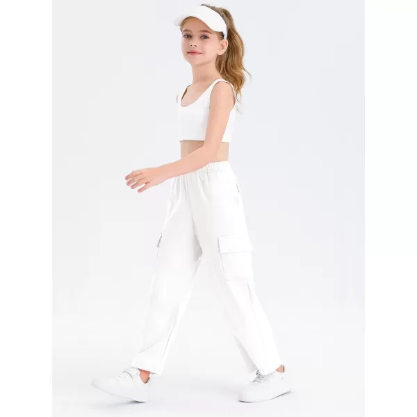 Girls Kids Cargo Sweatpants Wide Straight Leg Jogger Pants 5-14 years