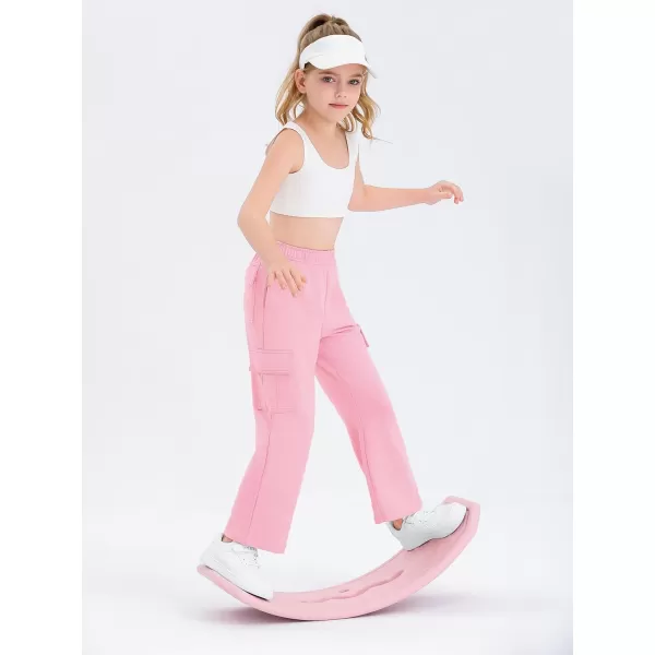 Girls Kids Cargo Sweatpants Wide Straight Leg Jogger Pants 5-14 years