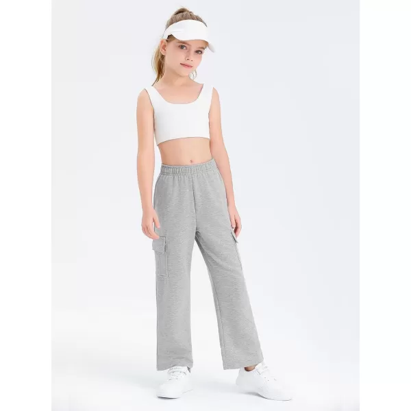 Girls Kids Cargo Sweatpants Wide Straight Leg Jogger Pants 5-14 years