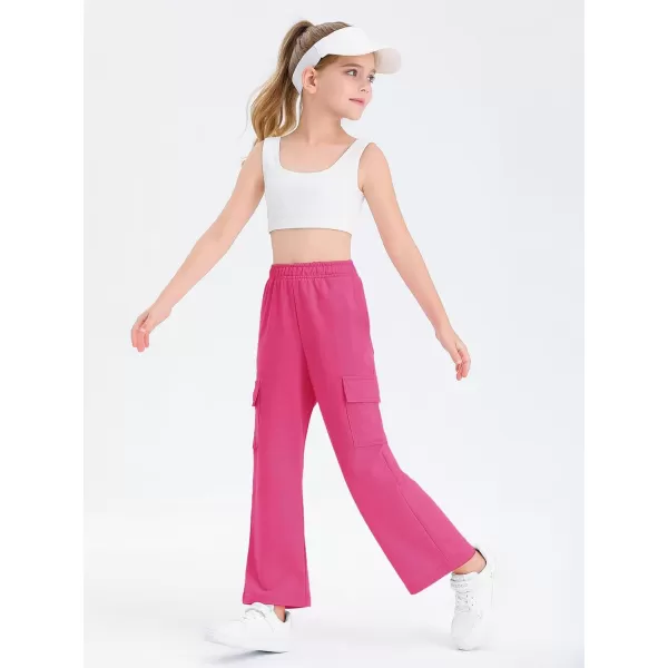 Girls Kids Cargo Sweatpants Wide Straight Leg Jogger Pants 5-14 years