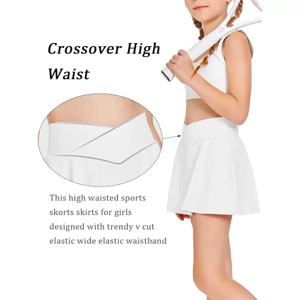 Girls Tennis Skirt with Pockets Shorts Crossover High Waisted Athletic Skorts Workout Golf Running Skirts