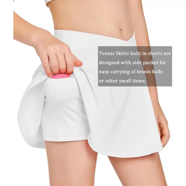 Girls Tennis Skirt with Pockets Shorts Crossover High Waisted Athletic Skorts Workout Golf Running Skirts