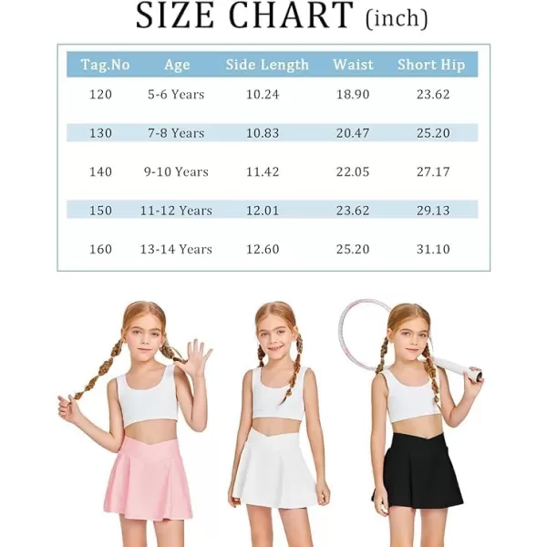 Girls Tennis Skirt with Pockets Shorts Crossover High Waisted Athletic Skorts Workout Golf Running Skirts