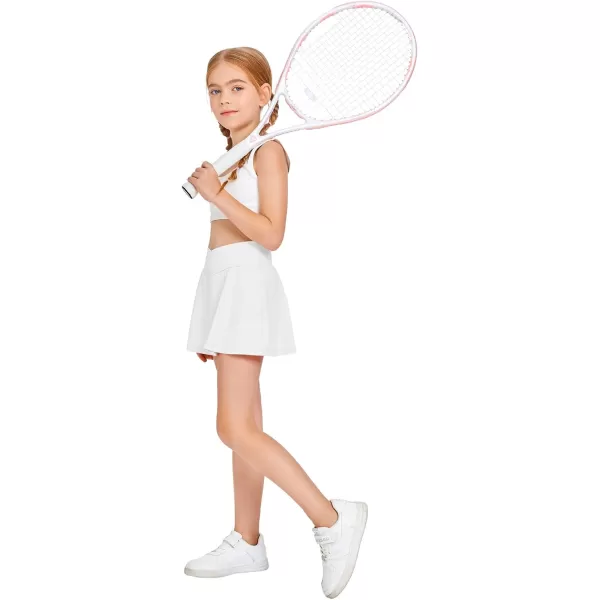Girls Tennis Skirt with Pockets Shorts Crossover High Waisted Athletic Skorts Workout Golf Running Skirts