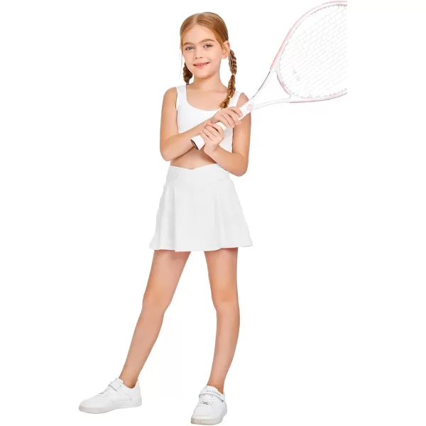 Girls Tennis Skirt with Pockets Shorts Crossover High Waisted Athletic Skorts Workout Golf Running Skirts