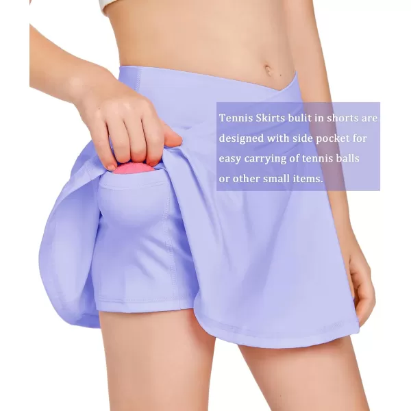 Girls Tennis Skirt with Pockets Shorts Crossover High Waisted Athletic Skorts Workout Golf Running Skirts
