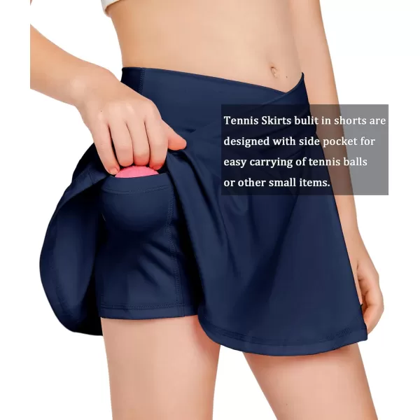 Girls Tennis Skirt with Pockets Shorts Crossover High Waisted Athletic Skorts Workout Golf Running Skirts