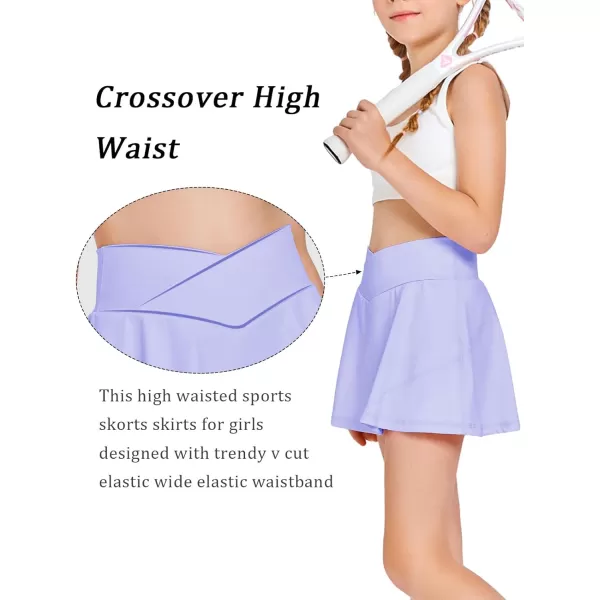 Girls Tennis Skirt with Pockets Shorts Crossover High Waisted Athletic Skorts Workout Golf Running Skirts