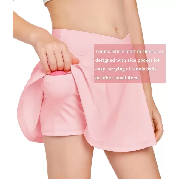 Girls Tennis Skirt with Pockets Shorts Crossover High Waisted Athletic Skorts Workout Golf Running Skirts