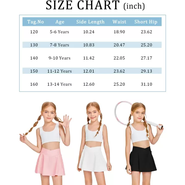 Girls Tennis Skirt with Pockets Shorts Crossover High Waisted Athletic Skorts Workout Golf Running Skirts