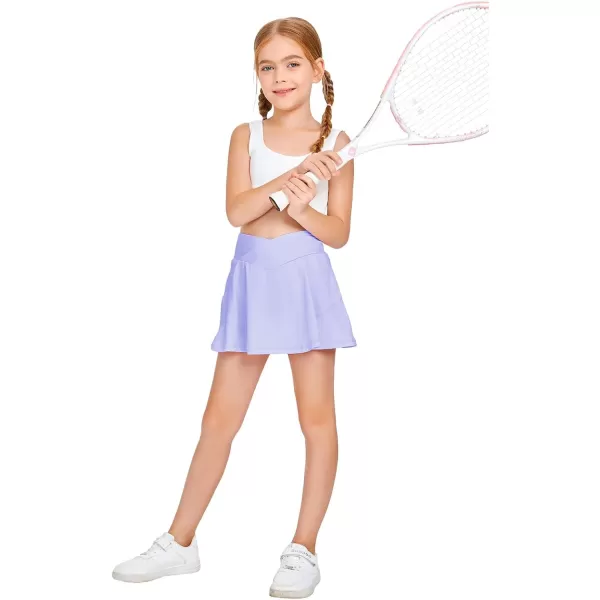 Girls Tennis Skirt with Pockets Shorts Crossover High Waisted Athletic Skorts Workout Golf Running Skirts