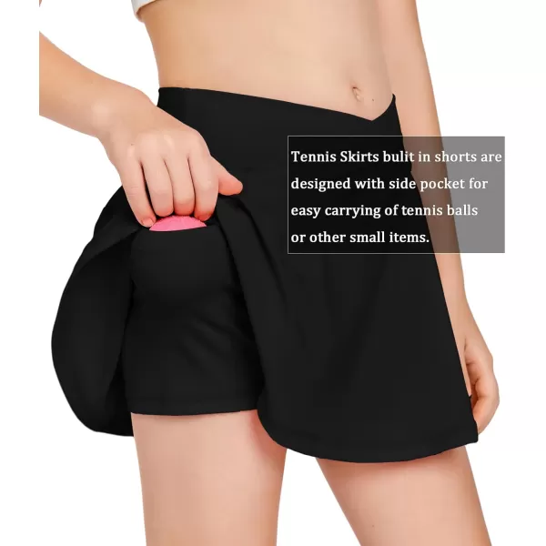 Girls Tennis Skirt with Pockets Shorts Crossover High Waisted Athletic Skorts Workout Golf Running Skirts