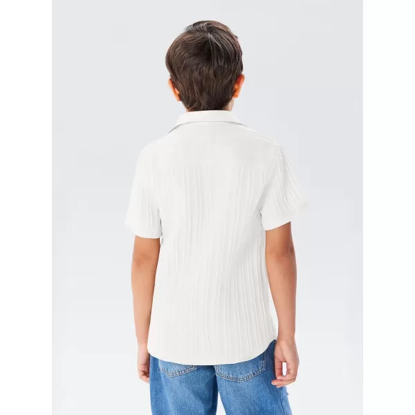 Haloumoning Boys Button Down Shirt Kids Casual Short Sleeve Textured Summer Shirt 5-14 Years