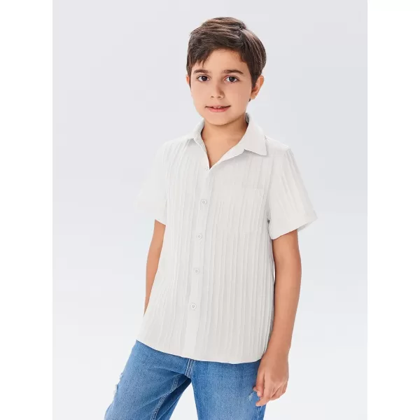 Haloumoning Boys Button Down Shirt Kids Casual Short Sleeve Textured Summer Shirt 5-14 Years