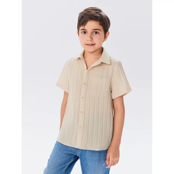 Haloumoning Boys Button Down Shirt Kids Casual Short Sleeve Textured Summer Shirt 5-14 Years