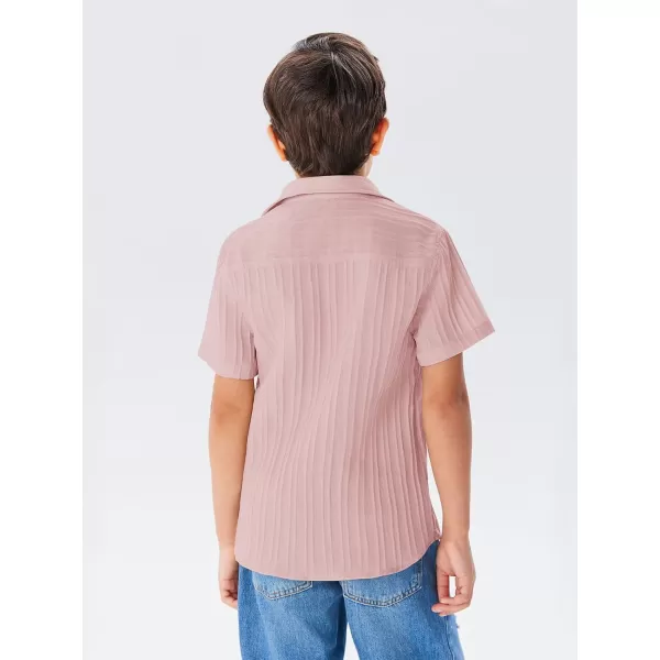 Haloumoning Boys Button Down Shirt Kids Casual Short Sleeve Textured Summer Shirt 5-14 Years