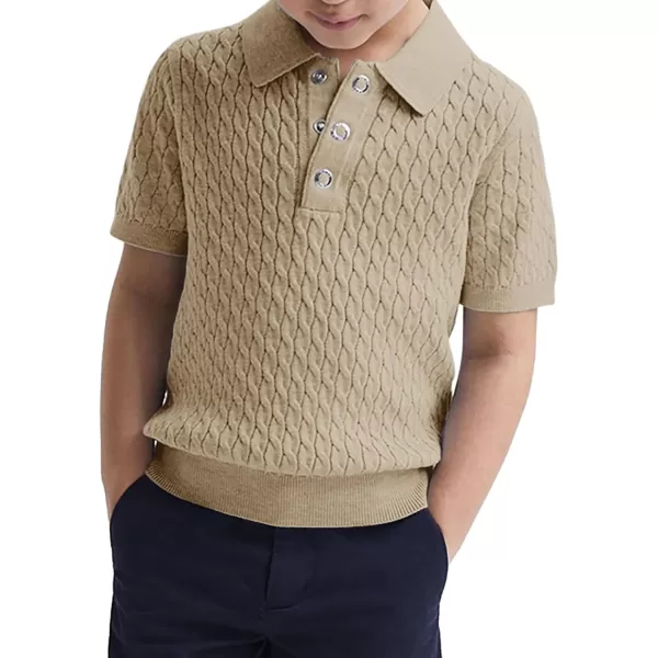 Haloumoning Boys Cable Knit Polo Shirt Kids Short Sleeve Sweater Fashion Pullover Tops Clothes 5-14 Years