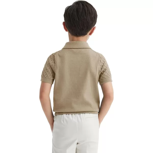Haloumoning Boys Cable Knit Polo Shirt Kids Short Sleeve Sweater Fashion Pullover Tops Clothes 5-14 Years