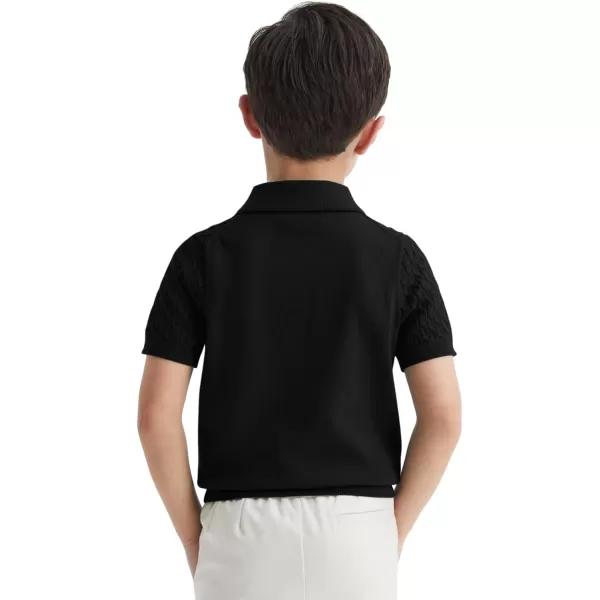 Haloumoning Boys Cable Knit Polo Shirt Kids Short Sleeve Sweater Fashion Pullover Tops Clothes 5-14 Years