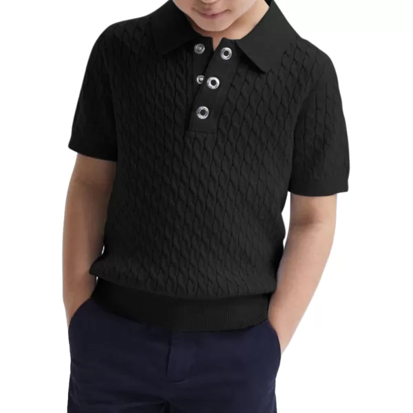 Haloumoning Boys Cable Knit Polo Shirt Kids Short Sleeve Sweater Fashion Pullover Tops Clothes 5-14 Years