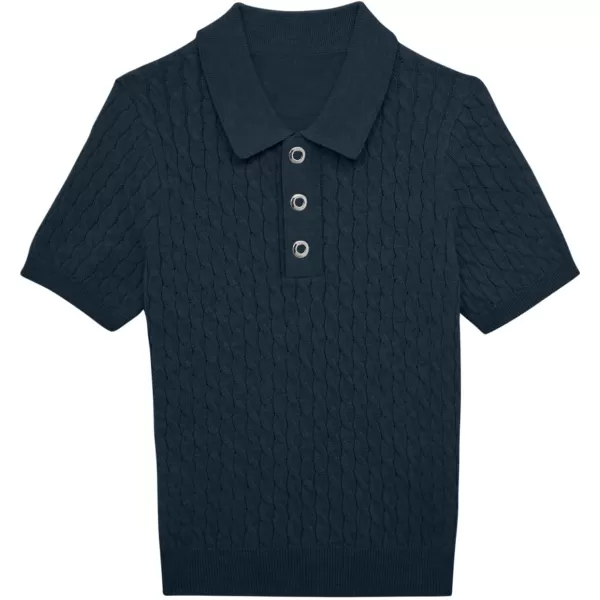 Haloumoning Boys Cable Knit Polo Shirt Kids Short Sleeve Sweater Fashion Pullover Tops Clothes 5-14 Years