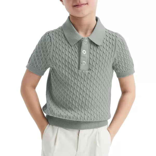 Haloumoning Boys Cable Knit Polo Shirt Kids Short Sleeve Sweater Fashion Pullover Tops Clothes 5-14 Years