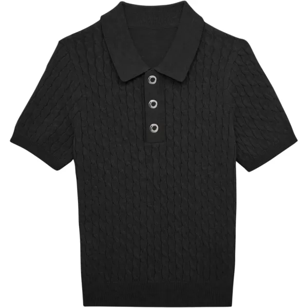 Haloumoning Boys Cable Knit Polo Shirt Kids Short Sleeve Sweater Fashion Pullover Tops Clothes 5-14 Years