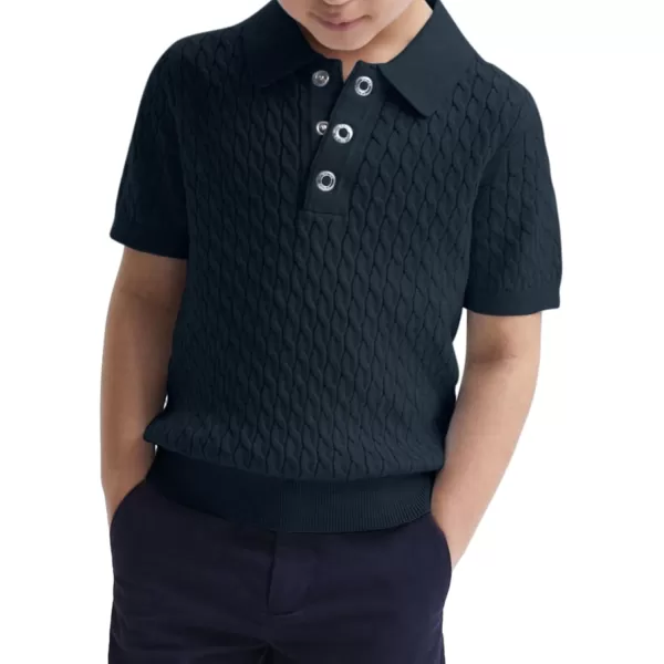Haloumoning Boys Cable Knit Polo Shirt Kids Short Sleeve Sweater Fashion Pullover Tops Clothes 5-14 Years