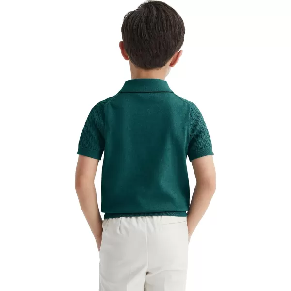 Haloumoning Boys Cable Knit Polo Shirt Kids Short Sleeve Sweater Fashion Pullover Tops Clothes 5-14 Years