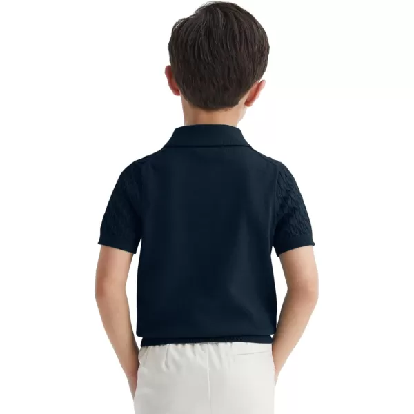 Haloumoning Boys Cable Knit Polo Shirt Kids Short Sleeve Sweater Fashion Pullover Tops Clothes 5-14 Years