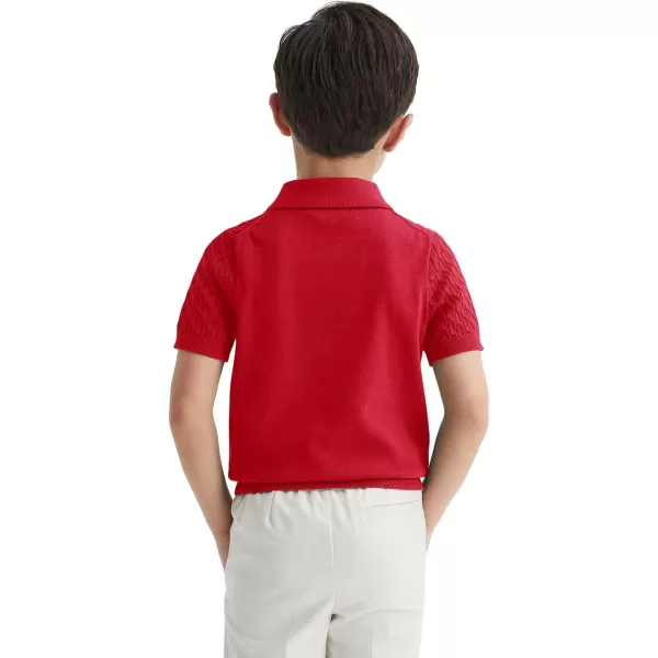 Haloumoning Boys Cable Knit Polo Shirt Kids Short Sleeve Sweater Fashion Pullover Tops Clothes 5-14 Years